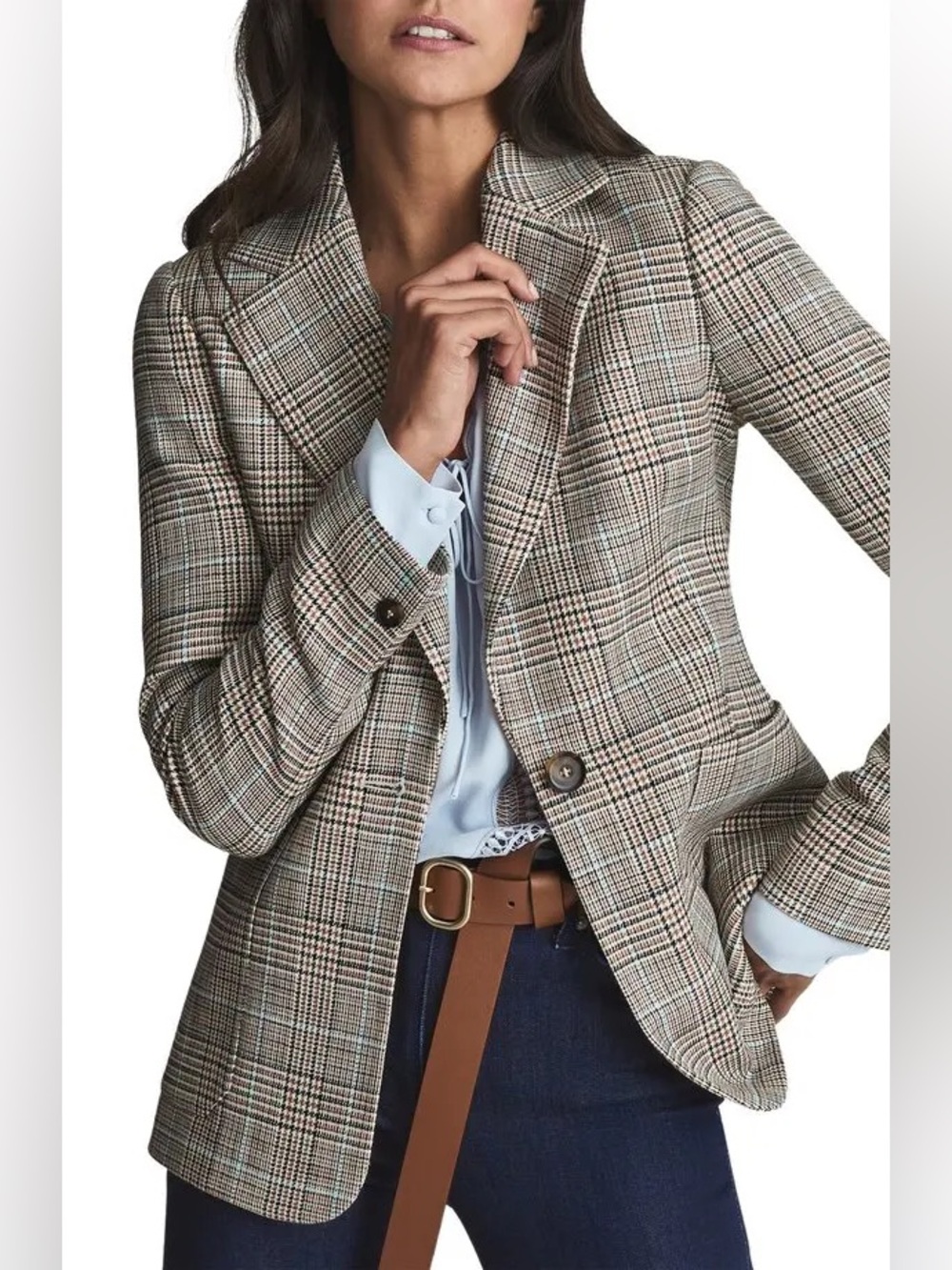 Reiss Essie Glen Plaid Blazer in Multi Size 4